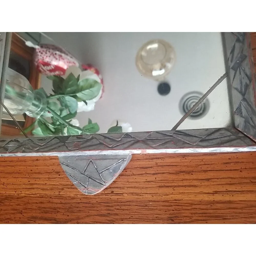 Vintage Mirrored Tray 11x17 Wooden Frame